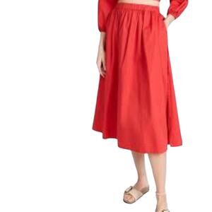 Sundry Anthropologie Candy Red Midi SKIRT ONLY NWT Side Slit Sexy Feminine M